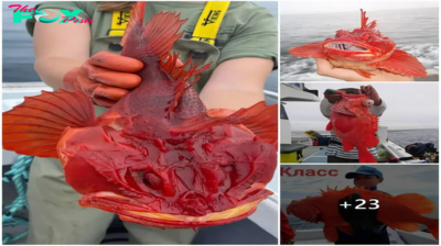 Chance Discovery: American Fisherman Happens Upon Rare Crimson Fish, Worth Thousands, Prompting Global Intrigue.