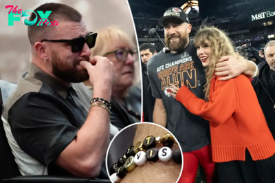Travis Kelce wears friendship bracelet with sweet nod to Taylor Swift during Jason’s retirement press conference