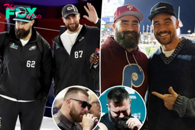 Travis and Jason Kelce all smiles while attending Cleveland Cavaliers game after emotional retirement press conference