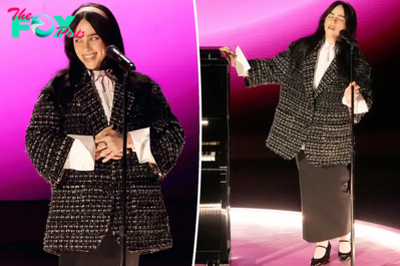 Billie Eilish adds pops of Barbie pink to her ‘What Was I Made For’ performance look at Oscars 2024