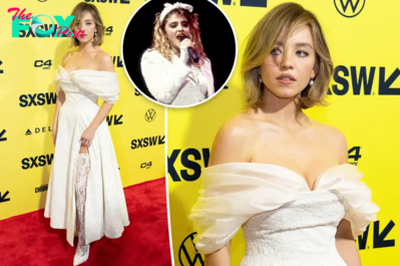 Sydney Sweeney channels vintage Madonna in white dress and thigh-high lace sock-shoes at SXSW