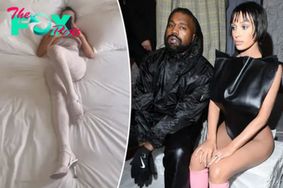 Kanye West posts bizarre video of wife Bianca wearing head-to-toe lace in abnormally large bed