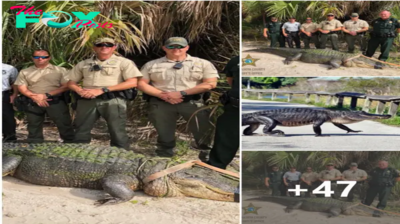 /1.Heartwarming Story: A crocodile over 3 meters long bravely crawled onto the shore and ventured into the city solely to find its lost offspring, a surprising sight that left police officers and residents terrified.