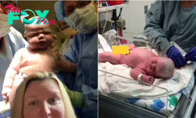 A mother reveals the impressive size of her son at birth