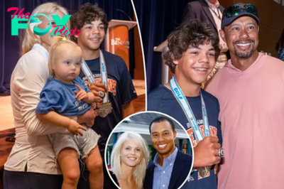 Tiger Woods and ex-wife Elin Nordegren reunite as son Charlie receives golf championship ring