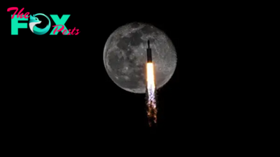 See a SpaceX rocket photobomb the moon in incredible award-winning shot