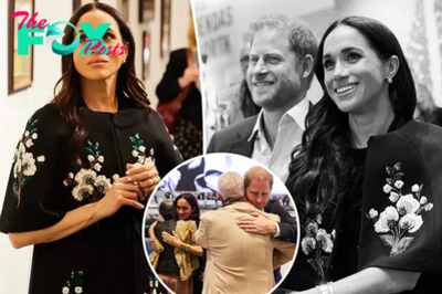 Meghan Markle looks fab in nearly $4K floral cape as she and Prince Harry host art event