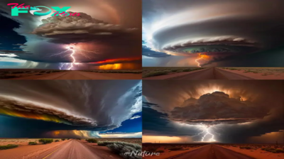 FS A scene that appears once in a thousand years: A storm passes through a beautiful cloud-covered desert