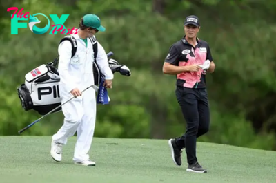 What brand of shirt is Viktor Hovland wearing at the Masters 2024?