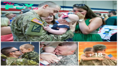A long-serving military father’s reunion with his child triggers an emotional outpouring, unable to contain his tears.  .SG