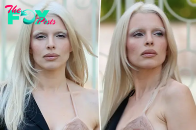 Julia Fox sends shocking message in hair-covered graphic bikini
