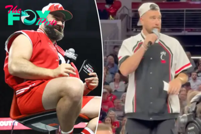 Jason Kelce defends brother Travis for chugging beer at honorary graduation during ’New Heights’ live show