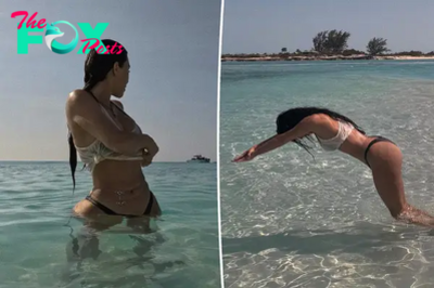 Kim Kardashian fans mock her for diving in ‘knee-deep water’ for new bikini photos: ‘Are you okay?’