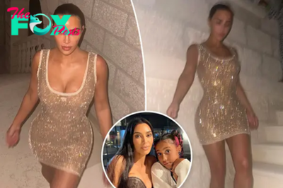 Kim Kardashian glimmers in nearly $8K gold minidress for photos snapped by North West