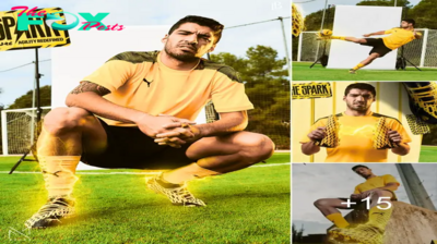 AK “Unleashing the Golden Dragon: Luis Suarez, Former Liverpool Star, Joins Forces with Puma to Reveal the SUPER Boots in a Sizzling Photoshoot”