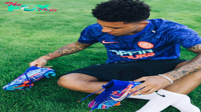 tl.Jadon Sancho rocks the field with colorful new Nike shoes bearing the mark of his hometown in Southeast London!.