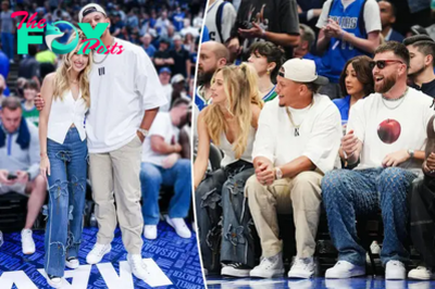 Brittany Mahomes matches Travis Kelce in divisive denim at basketball game