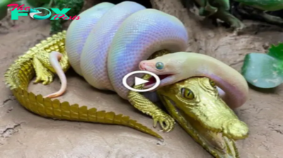 Lamz.Unusual Predation Event: Snake Devours Golden Crocodile in a Remarkable Encounter