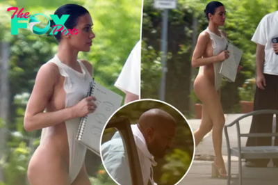 Bianca Censori bares all in tiny swimsuit for clothing production meeting with Kanye West