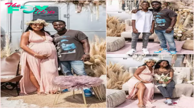 B83.Kevin Hart and pregnant wife Eniko celebrate their baby shower on the go