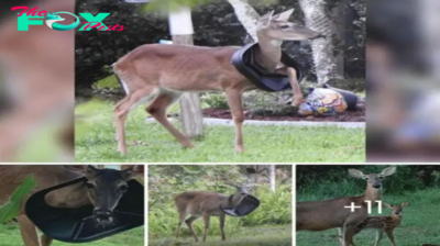 Heart-Stopping Rescue: Wandering near a Florida suburb, an expectant mother deer gazed around a front yard, unsure of what to do. The deer had gotten stuck in a trash can lid and was now having a lot of trouble getting around.