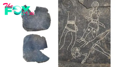 2,500-year-old slate containing drawings of battle scenes and paleo-alphabet discovered in Spain