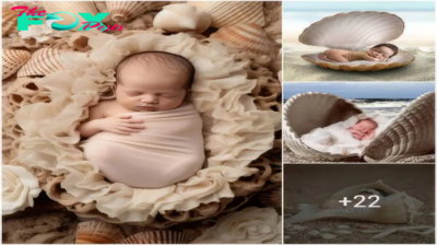 Cute baby sleeping in a seashell