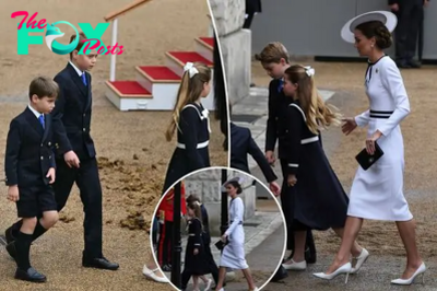 Kate Middleton’s children Princess Charlotte, Prince George and Prince Louis match in navy at Trooping the Colour 2024