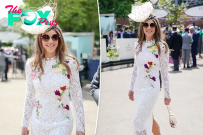 Elizabeth Hurley looks lovely in lace dress and a fanciful hat at Royal Ascot 2024