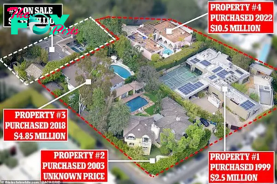 B83.Leonardo DiCaprio’s multi-million dollar four-home complex in the Hollywood Hills is undergoing a major renovation, with rumors swirling that the real estate mogul actor could even buy the house fifth house.