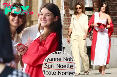 Suri Cruise celebrates high school graduation with mom Katie Holmes, drops dad Tom’s last name at ceremony