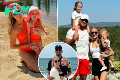 Brittany Mahomes twins with daughter Sterling in orange swimsuits on Portugal vacation