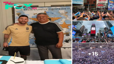 GOAT EFFECT: Fans of LEO MESSI and the ARGENTINA team gathered to sing happy birthday to Leo Messi at Times Square, New York