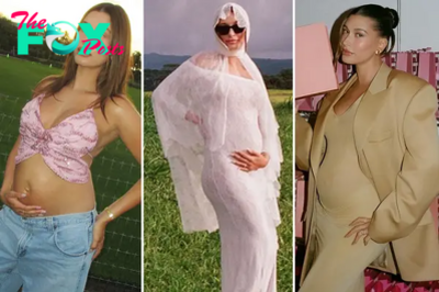 All of Hailey Bieber’s pregnancy outfits: Catsuits, leather and bridal lace
