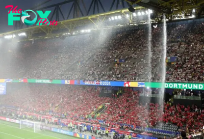 Why was play suspended in the Germany - Denmark Euro 2024 match?
