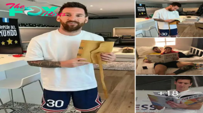 Messi is reading a special notebook given to him by a Kentucky resident in the Funes area, where he spent his vacation