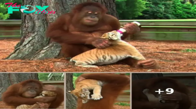 Unexpected Babysitter: Orangutan Caring for Tiger Cubs