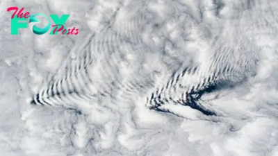 Earth from space: Gravity waves spark pair of perfect cloud ripples above uninhabited islands