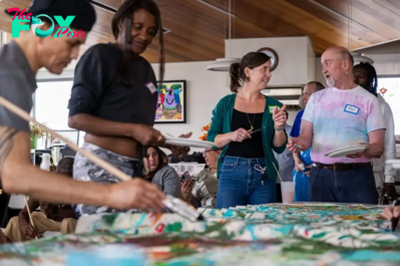 Denver’s new “social justice art” is a 5-foot canvas boulder created by people who have lived on the streets