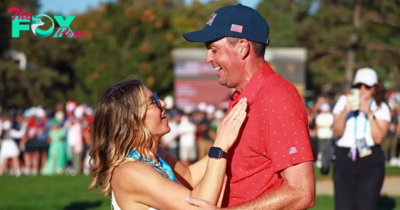 Pro Golfer Keegan Bradley Celebrates With Wife Jillian Stacey After Securing Presidents Cup Victory