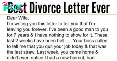 Wife receives a divorce letter from husband, her reply is brilliant