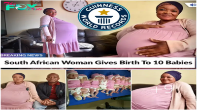 South African woman unexpectedly gives birth to 10 children, setting a world record that leaves the online community surprised and admiring