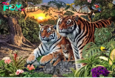 A beautiful picture that, at first glance, looks like it just has a few tigers.