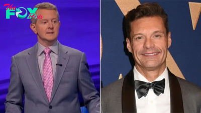 Jeopardy!’s Ken Jennings cracks about rival Wheel of Fortune host Ryan Seacrest during show taping.cau