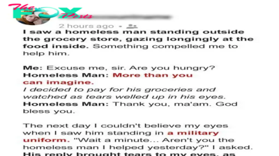 I Bought Food for a Homeless Man, He Stunned Me with His Confession the Next Day