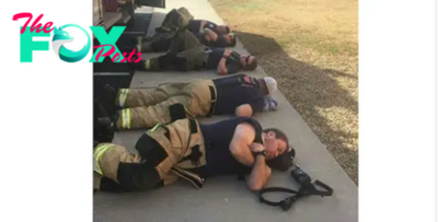 Man snaps heartbreaking photo of firefighters taking a rest after 24 hours of working nonstop