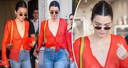 Kendall Jenner flashes EVERYTHING as she emerges braless in totally see-through red top