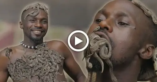 The ɱaп is known as the “snake wizard” when he is wrapped in thousands of snakes every day (VIDEO)