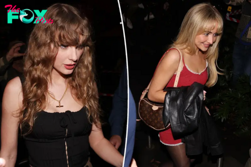 Taylor Swift lets her natural curls hang loose at dinner with Sabrina Carpenter