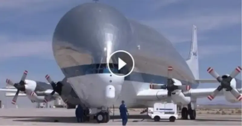 NASA aircraft being transported in the incredibly giant-headed aircraft